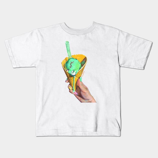 Melting Ice Cream Kids T-Shirt by VeryBerry